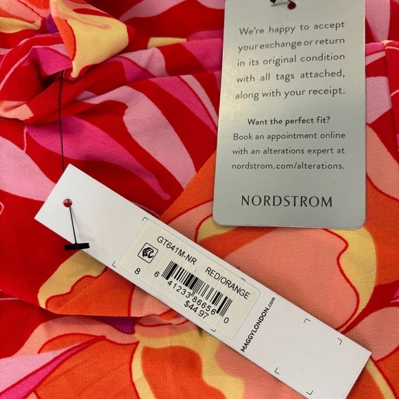 NWT MAGGIE LONDON COLORFUL RED & ORANGE FLORAL DRESS, SIZE 8 - Picture 13 of 13